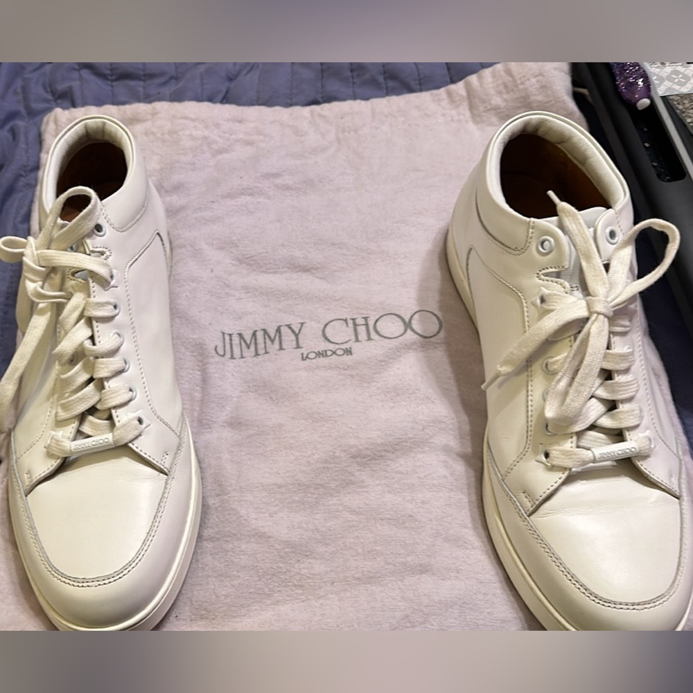 Jimmy Choo White Leather Sneakers